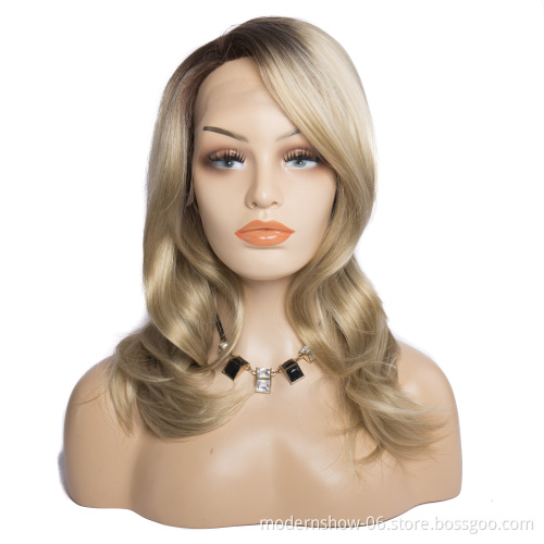 Wholesale curly / body wave / straight / water wave heat resistant high quality lace front synthetic hair wigs for black women